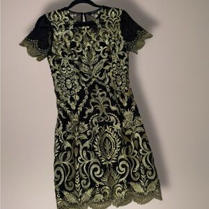 Ark & Co Black Dress with Gold Embroidery